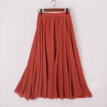 Top Quality Cotton Linen Maxi Skirt Women's Casual Elastic High Waist Pleated Flowy A Line Beach Skirts Boho Faldas Jupe
