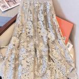Luxury Brand Design Women's Floral Embroidery Skirt Y2k High Waist Ruffled Hems Pleated Swing Midi Long Skirts 2023 Autu