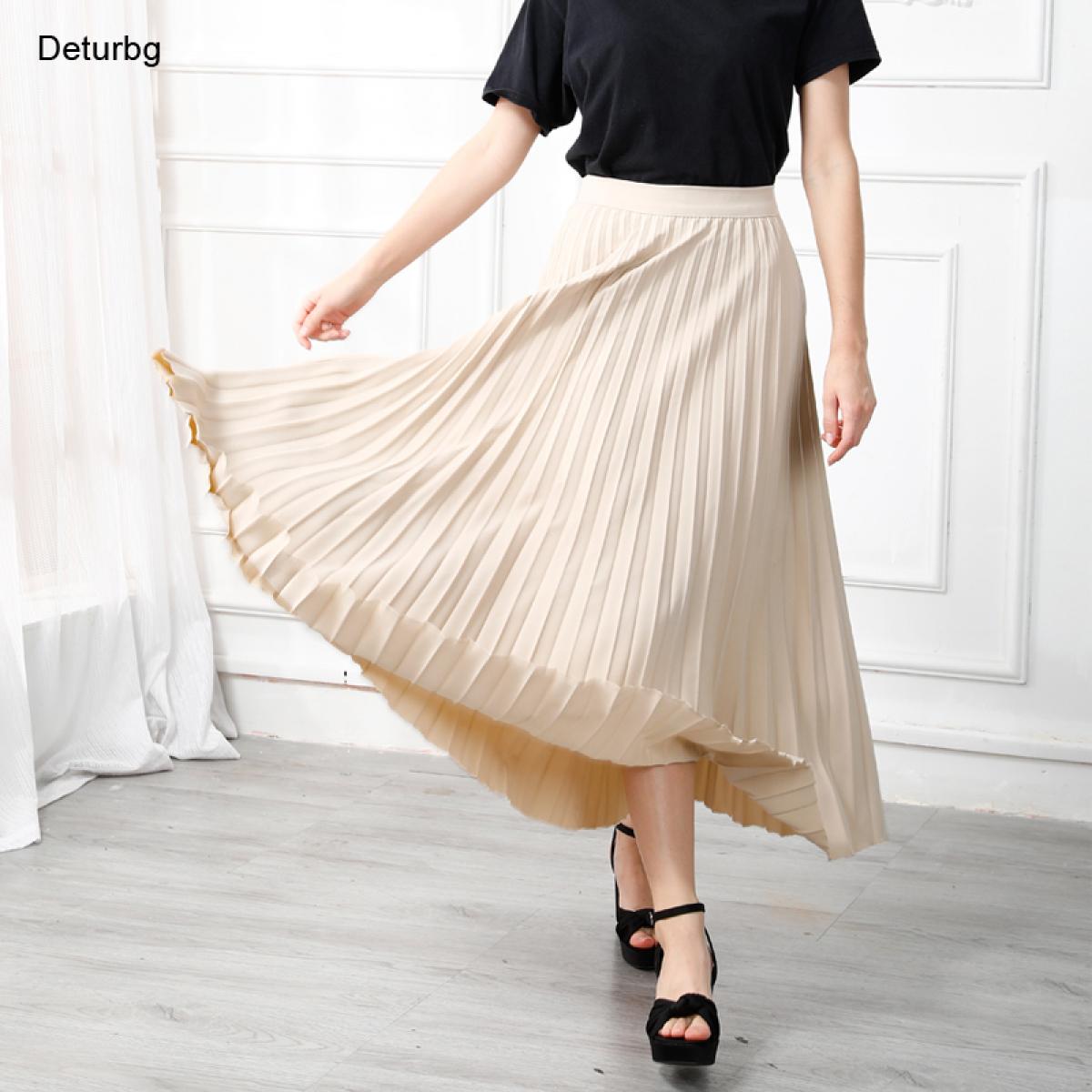 Jupe plissee en serge accordeon de haute qualite doublure en mousseline de soie jupe longue elegante taille haute fermeture