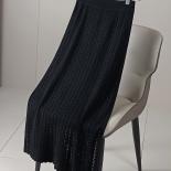 Womens Hollow Out Crochet Knitted Long Skirt With Liner High Waist No Pilling Sides Splits Draped Pencil Skirts 2023 Aut