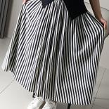 Women's Vintage Striped Pattern Knitted Long Skirt Wide High Waist Wool Blends Swing A Line Skirts Winter Christmas Gift