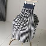 Women's Vintage Striped Pattern Knitted Long Skirt Wide High Waist Wool Blends Swing A Line Skirts Winter Christmas Gift