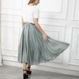 High Quality Cotton Linen Maxi Skirt Womens Casual Elastic High Waist Pleated Aline Beach Skirts Boho Saia Feminina Fald