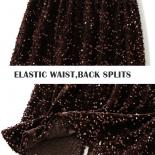 Women's  Full Sequined Shining Long Skirt Ladies Elastic High Waist Black Back Splits Prom Pencil Skirts 2022 Autumn K17