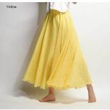 Women's Elegant High Waist Linen Maxi Skirt  Summer Ladies Casual Elastic Waist 2 Layers Skirts Saia Feminina 20 Colors 