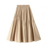 Irregular Ruched Design Skirts For Women  Fashion Elastic High Waist Pleated Black Midi Skirts Faldas 2023 Spring K121