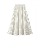 Luxury Design Ripple Shaped Hems Long Skirt For Women  Fashion High Waist Pleated Klein Blue Swing Skirts 2023 Summer K2