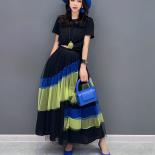 Qing Mo 2023 Summer New  Casual Spliced Irregular Mesh Single Piece Skirt Women Large Size Orange Green Skirt Zxf3285