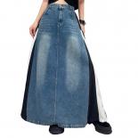 Qing Mo 2023 Spring Autumn New Casual Splice Single Piece Denim Skirt Women Fashion Blue Black Patchwork Skirt Zxf3289