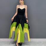 Qing Mo 2023 Summer New  Style Casual Color Matching Loose Fashion Women Skirt Green Blue Large Size Zxf3244