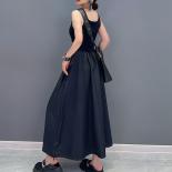 Qing Mo 2023 Summer New  Fashion Casual Single Piece Denim Spliced Half Skirt Women Show Slim Loose Black Skirt Zxf3083