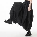 Qing Mo Women Pleated Skirt 2023 Spring Autumn Fashion Large Size Personality Thin High Waist Lantern Skirt Black Lhx466