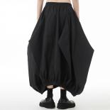 Qing Mo Women Pleated Skirt 2023 Spring Autumn Fashion Large Size Personality Thin High Waist Lantern Skirt Black Lhx466