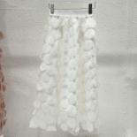 Qing Mo Small Design Mesh Stitching Three Dimensional Round Skirt Women 2023 Summer New Elastic Waist Mid Length Skirt Z
