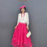 Qing Mo 2023 Summer New  Fashion Polka Dot Patchwork Gauze Single Skirt Women Mesh Red White Zxf1990  Skirts