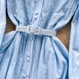 סתיו וינטג' כחול/ורוד/כתום/שחור רקמה חלולה שמלה ארוכה לנשים אלגנטית או צווארון מקסי ווסטידו חד חזה
