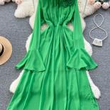 ירוק סגול שמלת שרוול ארוך שמלת וינטג' סגולה נשים סתיו וינטג'