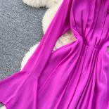 Robe à manches longues vert violet Vintage robe violette femmes automne Vintage