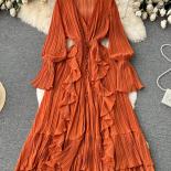 فستان ماكسي أرجواني بأكمام طويلة فستان شيفون ماكسي أرجواني للنساء أرجواني/بني/أحمر