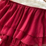  Slash Neck Chiffon Long Dress Women Red/green/purple Irregular Ruffle Short Sleeve High Waist Beach Vestidos Female   D