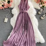 Women's Romper Spring Autumn 2022 Turndown Collar Sleeveless Vintage Playsuits Female Off Shoulder Pleated Jumpsuit New 