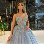 Luxury Sparkly Beads Sequins Lace Evening Dresses Gowns Robe De Soiree  Spaghetti Straps Ball Gown Soft Tulle Party Dres