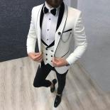 White And Black Grom Tuxedo For Wedding Slim Fit White And Black Formal Men Suits With Double Breasted Waistcoat Pants F