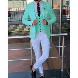 Yellow Men Suits For Wedding Slim Fit Jacket Vest With Pants 3 Piece Groomsmen Tuxedo Custom Made Male Fashion Costume 2