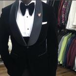 Black Velvet Wedding Tuxedo 3 Piece African Men Suits For Winter Prom Slim Fit Male Fashion Costume Jacket Waistcoat Wit