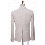 2023 Men Suit Fashion Light Khaki Peaked Lapel Bandage Three Piece Jacket Pants Vest Leisure Business Slim Fit Costume H