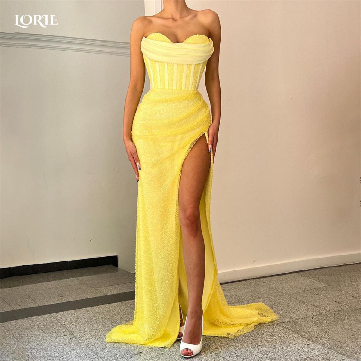 Plus size clearance yellow evening gowns