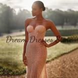 Brilliant Sequin Strapless Evening Dresses Sleeveless Sweetheart Ladies Floor Length Custom Gowns For Party Banquet Back