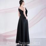 Chic One Shoulder Flower Sleeveless Evening Dress A Line Floor Length Banquet For Women Gown With Pocket Half Backless D