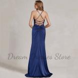  Open Back Lace Up Evening Dress Sleeveless Floor Length High Side Slit Party Banquet Women Custom Made Straight Gowns