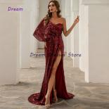 Dream High Slit Sequin Burgundy Evening Dresses Sheath Sleeveless Court Train Prom Dress 2023 New Summer Vestidos De Fie