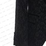 2023 Black Jacquard Bronzing Floral Blazer Men Luxury Brand Single Button Suit Jacket Wedding Party Stage Costume Homme
