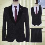 2023 chaqueta negra de Jacquard con diseño Floral bronceado para hombre, traje de marca de lujo con un solo botón, traje para fi