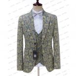 2023 Fashion New Men's Casual Boutique Business Wedding Host Flower Color Suits 3 Pcs Set Dress Blazers Jacket Pants Ves