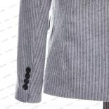 Trajes de hombre a rayas gris claro 2023, traje de 3 piezas, traje Formal entallado para oficina, boda, novio, esmoquin, abrigo 