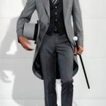 Estilo de caballero italiano boda hombre abrigo de cola larga novio graduación esmoquin trajes formales para hombre Terno Mascul