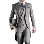 Abrigo gris de boda para hombre, esmoquin de 3 piezas para novio, trajes formales para graduación, conjunto de moda, chaqueta co