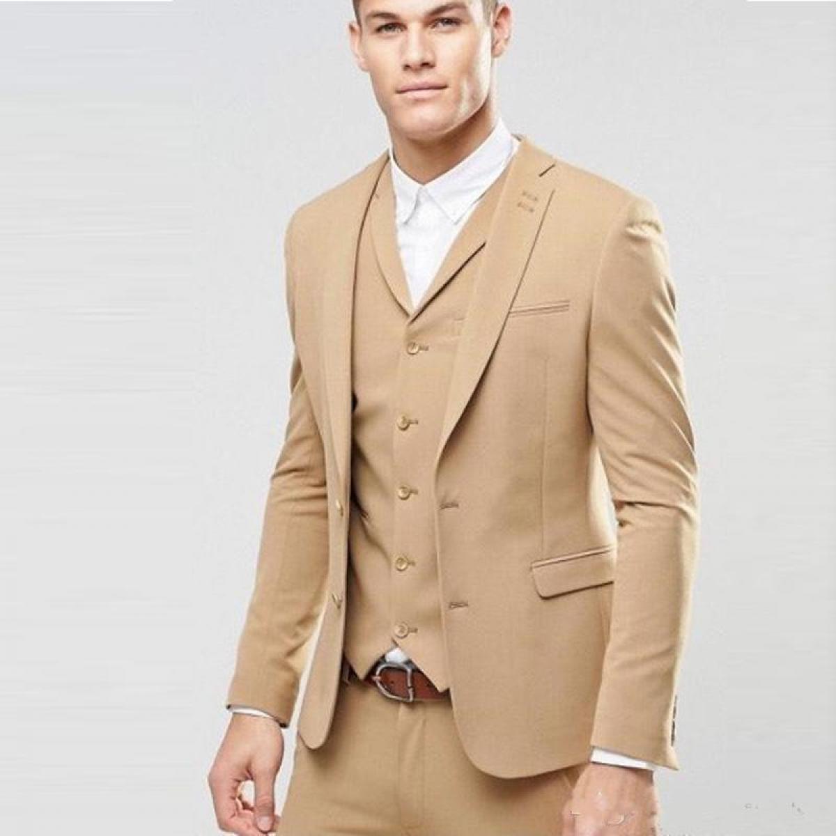 Nuevos trajes ajustados para hombre de 3 piezas (chaqueta + pantalón + chaleco), esmoquin para novio de boda, conjuntos de novio