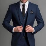 Esmoquin Formal de boda azul marino para trajes de graduación para caballero, traje ajustado de 3 piezas para novio, conjunto de