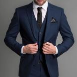Navy Blue Formal Wedding Tuxedo For Gentleman Prom Suits Slim Fit 3 Piece Boyfriend Men Fashion Set Blazer Vest With Pan