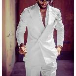 Double Breasted Men Suits White Slim Fit Wedding Tuxedo For Groom 2 Piece Casual Style Male Fashion Jacket With Pants 20