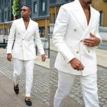 Latest Coat Pant Design Summer Beach Men's Formal White Suits Double Breasted Party Wedding Peaked Lapel Tuxedos(jacket+