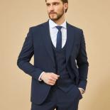 Formal Men 3 Piece Wedding Suit Groom Tuxedo Slim Fit Business Suits Navy Blue Wedding Suit Costume Homme (blazer+pants+