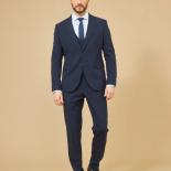 Formal Men 3 Piece Wedding Suit Groom Tuxedo Slim Fit Business Suits Navy Blue Wedding Suit Costume Homme (blazer+pants+