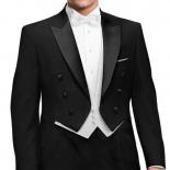 Black Wedding Groom Man Tail Coat With Double Breasted Gentleman Suits 3 Piece Set Custom Fashion Jacket With White Vest