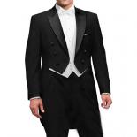 Black Wedding Groom Man Tail Coat With Double Breasted Gentleman Suits 3 Piece Set Custom Fashion Jacket With White Vest
